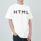 HTMLタグショップのHTML（黒文字） Heavyweight T-Shirt