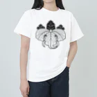 『Nothing Is Real』-- IN SUZURIの動物家紋。H.T.（桐にゾウ）黒 Heavyweight T-Shirt