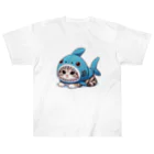IloveCatのサメのフードを被った可愛らしい子猫 Heavyweight T-Shirt