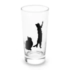 小鳥と映画館の何かを見つめる黒猫たち Long Sized Water Glass :front