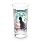 MystiCatの幻想的な猫のシルエット Long Sized Water Glass :front