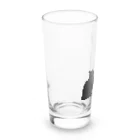 小鳥と映画館の何かを見つめる黒猫たち Long Sized Water Glass :left