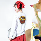 sook dogのSook dog ジュピ太ビックシルエットロンT/バックプリント🐶🕊️(ブラック) Long Sleeve T-Shirt :model wear (back, sleeve)