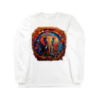 Usaursの神秘の象 - カラフルモザイクアート エスニック長袖Tシャツ Long Sleeve T-Shirt