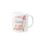 Japan  KAWAIIのフローラルリース Mug :right side of the handle