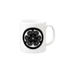 『Nothing Is Real』-- IN SUZURIの動物家紋。H.T.（三つ葉葵ハシビロコウ）黒 Mug :right side of the handle