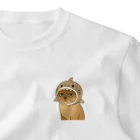 白菜ショップのサメ帽かぶった猫 One Point T-Shirt