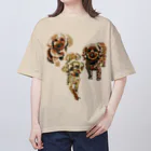 Yuhki | おばけのゆうき 公式オンラインショップのトイプードル３匹(ちぎり絵) Oversized T-Shirt