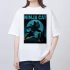 Atena-DesighnのNINJA CAT（1）忍者猫 Oversized T-Shirt