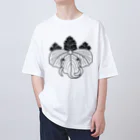 『Nothing Is Real』-- IN SUZURIの動物家紋。H.T.（桐にゾウ）黒 Oversized T-Shirt
