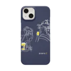 ビールとアート TM-3 Designの名画 × BEER（浮世絵男女）白線画-ネイビー iPhone Smartphone Case