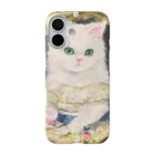 NORIMA'S SHOP のドレスを着た白い子猫のアンティーク風肖像画 iPhone Smartphone Case