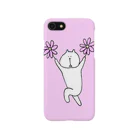 はみをの花を持ったネコ（ピンク） iPhone Smartphone Case