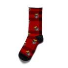 ポコのくまのムー 赤いチェック柄 Socks