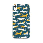 123izmののびのび猫（紺） Soft Clear Smartphone Case