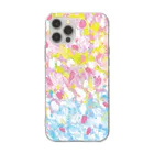 チャイムデザインの桜の花びらが海へ溶け込む Soft Clear Smartphone Case