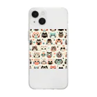18ban's shopのフクロウドット柄 Soft Clear Smartphone Case