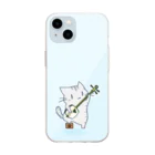 絵娯クリエイトのひのもとにゃんこ®️ 三味線 / 空色 Soft Clear Smartphone Case