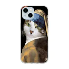 ジオラマ食堂の真珠の耳飾りのニャンコ Soft Clear Smartphone Case