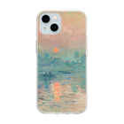 夜間遊泳の印象派　クロード・モネ　絵画プリント　 Soft Clear Smartphone Case