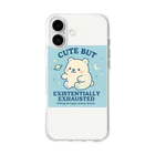 CUTE BUT EXISTENTIALLY EXHAUSTEDのCUTE BUT EXISTENTIALLY EXHAUSTED – ゆるしろくま宇宙 Soft Clear Smartphone Case