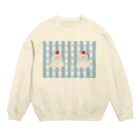 yawayawa shopのホイップイヌ&ギンガムチェック(あお) Crew Neck Sweatshirt
