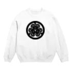 『Nothing Is Real』-- IN SUZURIの動物家紋。H.T.（三つ葉葵ハシビロコウ）黒 Crew Neck Sweatshirt