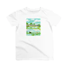 たびねこグッズSHOPのたびねこ-緑色の風 Regular Fit T-Shirt