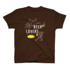 ビールとアート TM-3 Designの名画 × BEER（鳥獣戯画・すべてのビール好きのために）白線画 Regular Fit T-Shirt