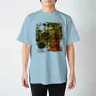 花日和 畳の赤ねこ、夏の縁側にて Regular Fit T-Shirt