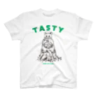 SAVE CAT CAFEのねこカレー（モノクロ×グリーン） Regular Fit T-Shirt