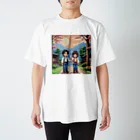 ドット絵グッズ販売の富士山を眺める二人 Regular Fit T-Shirt