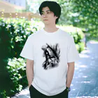 WIND-OF-SILVERの墨絵風現代忍者　流之進夜叉 Regular Fit T-Shirt