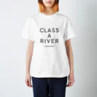 多摩川グッズストア SUZURI店のCLASS A RIVER［TAMAGAWA］ブラック Regular Fit T-Shirt