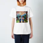 ドット絵グッズ販売の富士山を眺める二人 Regular Fit T-Shirt