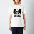 猫とソウル  「CATNIP RECORDS」（キャットニップレコード）「HIJIKI RECORDS」（ひじきレコード）のCATNIP RECORDS  黒猫稲妻スカル♪ Regular Fit T-Shirt