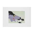 keeeeeep smilingの口紅を塗る女とスリスリする猫 Stickable Poster :horizontal position