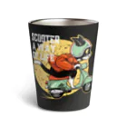 AckeeWolf Art ShopのRetro Scooter Cat - Wind in the Fur_BK Thermo Tumbler