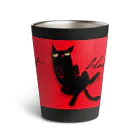 Yoshisyanの真紅の絨毯の上の黒猫 Thermo Tumbler