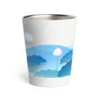 くねくね道の蓮とお釈迦様（タンブラー）ブルー Thermo Tumbler