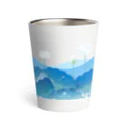 くねくね道の蓮とお釈迦様（タンブラー）ブルー Thermo Tumbler