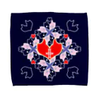 ERIKOERIN ART SHOPの「浪漫花」-QUEEN-／タオルハンカチ（ネイビー） Towel Handkerchief