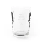 くねくね道のタオ猫みっちー グラス（バンザイ）（文字ブラック） Water Glass :back