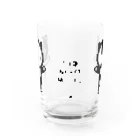 くねくね道のタオ猫みっちー グラス（バンザイ）（文字ブラック） Water Glass :front