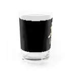 Rigelの陣羽織 黒鳥毛「太白」文字模様柄 Water Glass :front