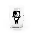 くねくね道のタオ猫みっちー グラス（バンザイ）（文字ブラック） Water Glass :left