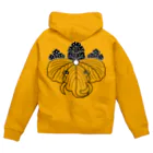 『Nothing Is Real』-- IN SUZURIの動物家紋。H.T.（桐にゾウ）黒 Zip Hoodie