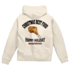 メシテロタイプ（飯テロTシャツブランド）のクリスマスチキン（ビンテージ風） Zip Hoodie