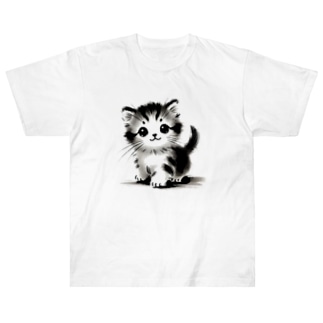 水墨こねこ Heavyweight T-Shirt