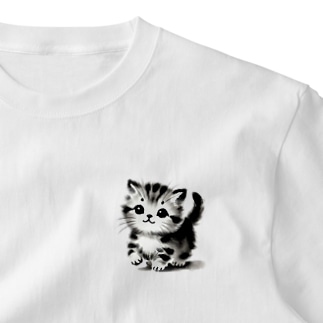 水墨こねこ散歩 One Point T-Shirt